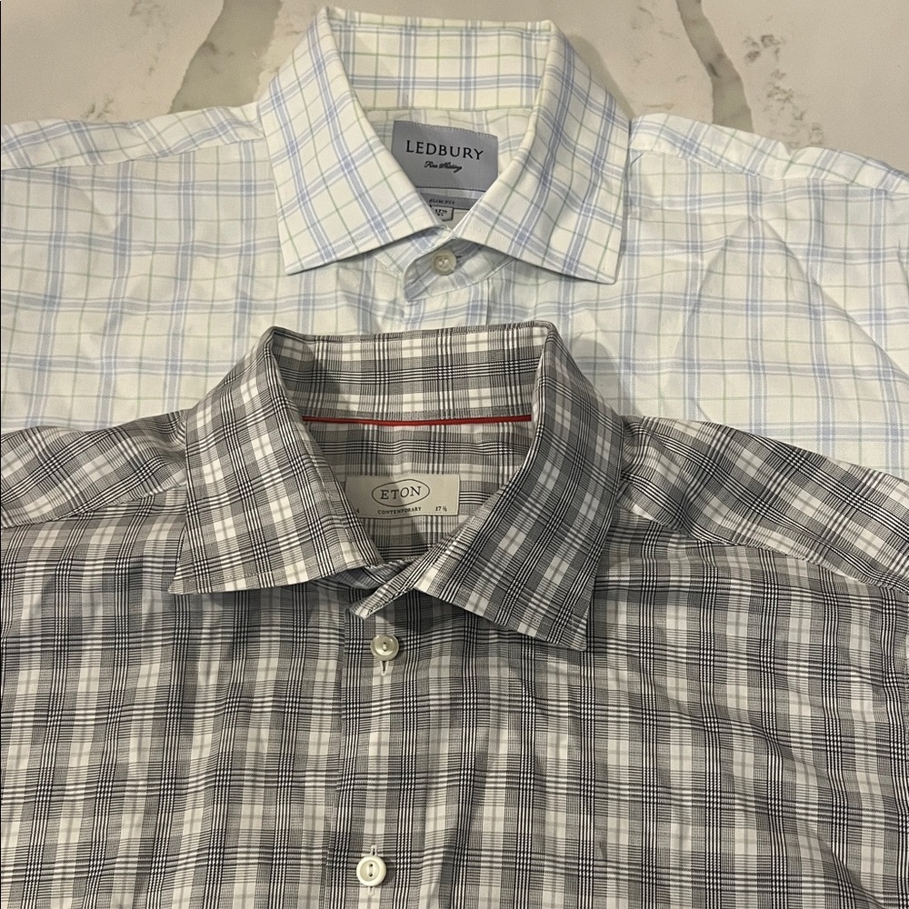 Ledbury and Eton Men's Checkered Shirts - Blue and Gray